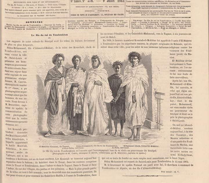 نص تقرير أسبوعية لوموند إلستريه الفرنسية (le monde illustré )في عددها 378 الصادر بتاريخ 9يوليو 1864 عن زيارة وفد تنبكتو 